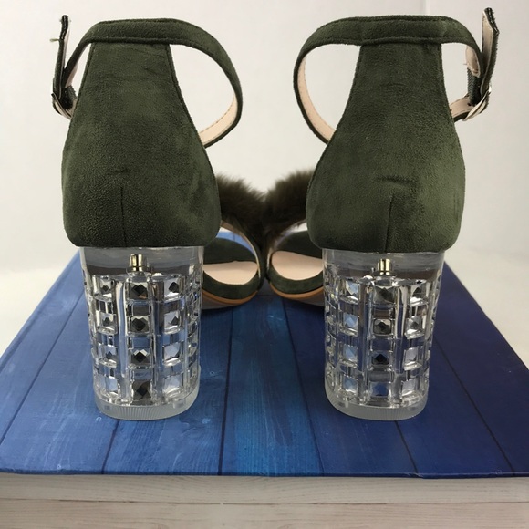 Olive Clear Chunky Heels Strapped - Picture 3 of 8